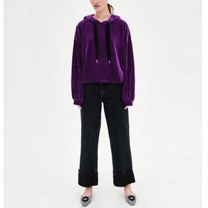 Zara Purple Velvet Hoodie